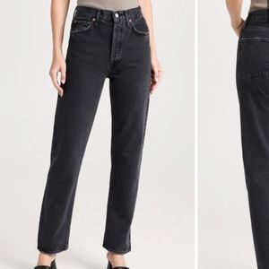 Agolde 90s pinch waist high rise straight black jeans
